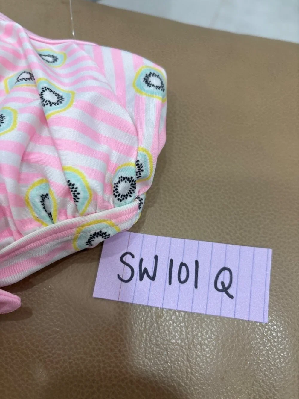 Baby Girl 3-6 Months Pink Kiwi Print Striped One-Piece Swimsuit Nostalgia NEW
